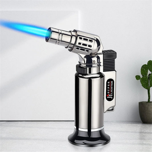 Encendedor de gas turbo metálico a prueba de viento, antorcha de soldadura, para la cocina, llama ajustable, encendedor de cigarros.