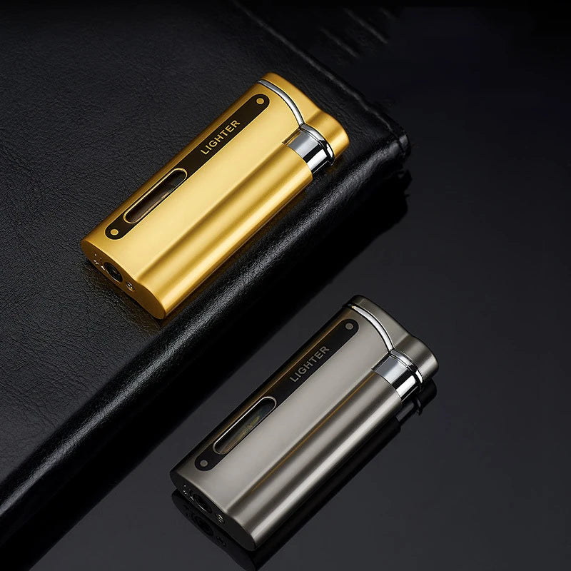 DK7701 encendedor de metal galvanizado, llama azul directa, a prueba de viento, encendedor de cigarrillos