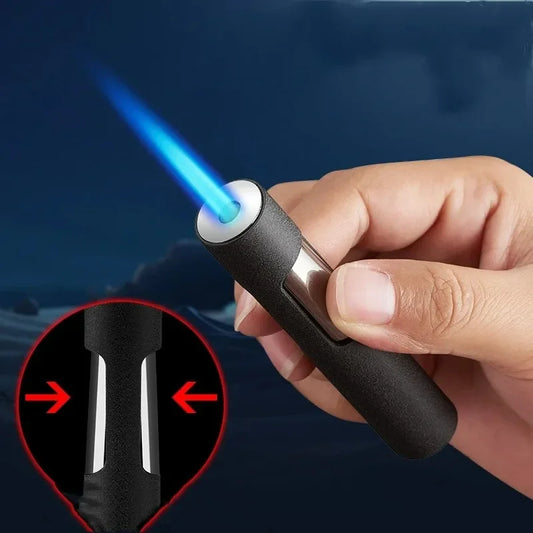 Encendedor de gas Turbo de Metal, llama ajustable, a prueba de viento, encendedor portátil